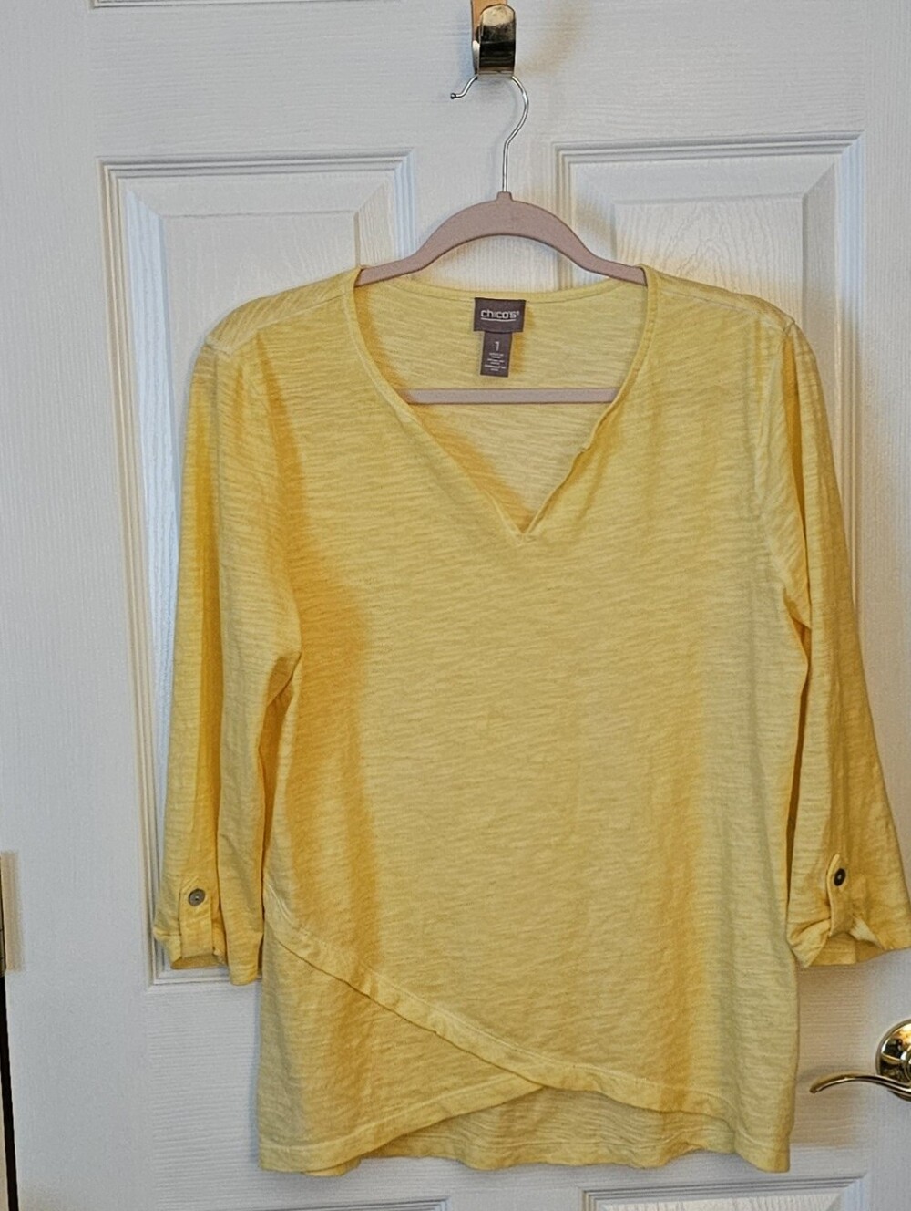 Chicos Yellow 100% Cotton top Size 1
